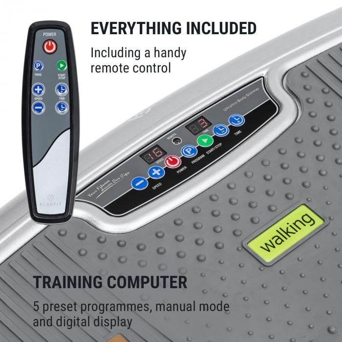 Pedana Vibrante Klarfit Vib 1000 - 30 Livelli Intensità, Con Bande Elastiche, Per Allenamento Casa - Foto 3