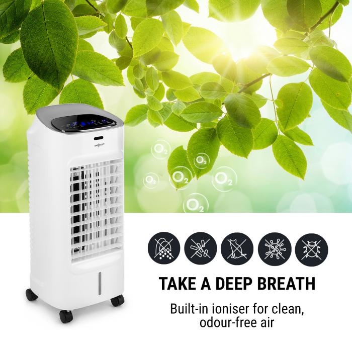 oneConcept Kingcool Cool Edition • 3-in-1 air Refresher • Fan • Air Cooler • Ionizer • LED Control Panel • Remote Control • Normal Natural and Sleep Function • 95 W • Gray