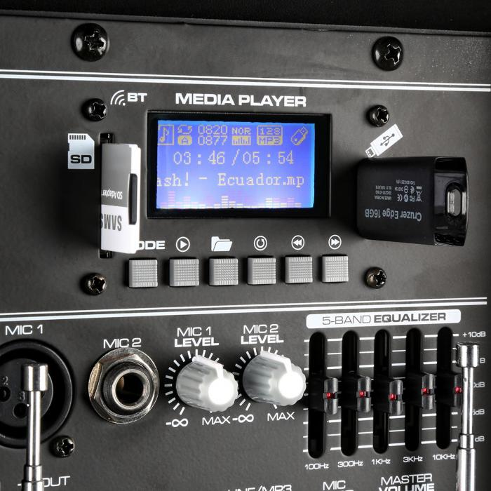 Vonyx AP1200PA sistema audio altoparlante portatile 12x 2 UHF MP3 BT 