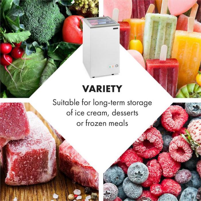 Klarstein Pro Eispalast Diepvrieskist Vrijstaand 60l Mand Glazen Schuifdeksel Wit