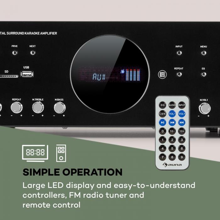 auna AMP218 BT Digital Surround Amplifier 5.1 2 x 120W 3 x 50W RMS BT