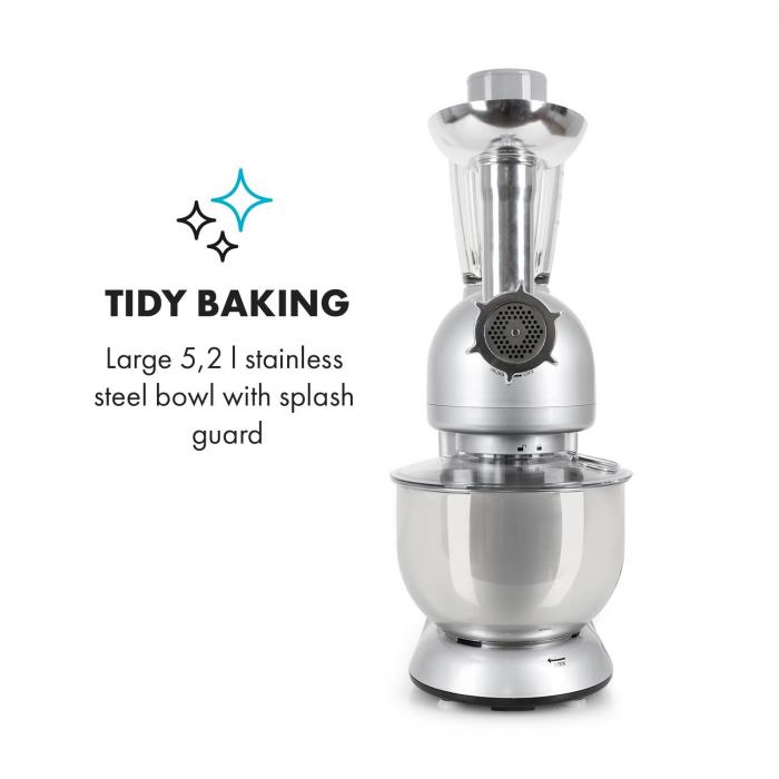Klarstein Tk2-Mix8-S Bella Argentea Küchenmaschine 1200W 5 Liter 2021 Klarstein Tk2-Mix8-S Bella Argentea Küchenmaschine 1200W 5 Liter 2021