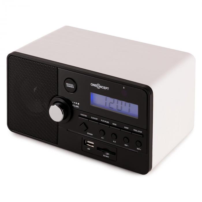 Luzern radio réveil SD USB blanc Luzern radio réveil SD USB blanc