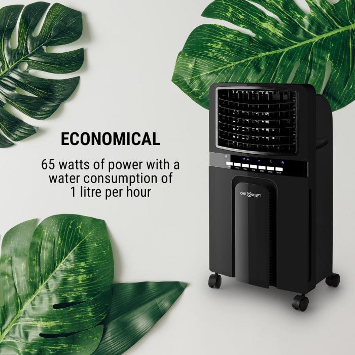 2 Siberini Silenzioso Raffrescatore Evaporativo Umidificatore Timer Oscillazione Orizzontale 3in1 Flusso dAria: 360 m/³//h 6 Litri Ventilatore 65 W Rosso Ciliegia Oneconcept Baltic