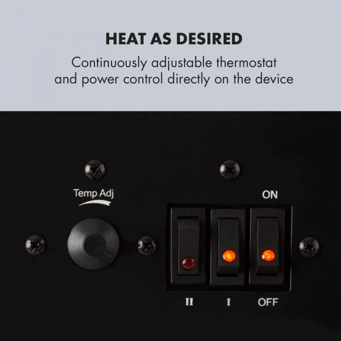 Klarstein Zermatt elektrisk kamin 750 / 1500 W termostat InstFire ebenholz