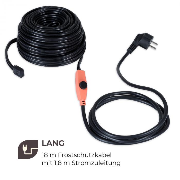 protection IP68 pour une utilisation en extérieur noir 4m câble de protection antigel fil de cuivre s'allume au-dessous de 6 ° C et s'éteint au-delà de 13° C Waldbeck Flow Wire 4 