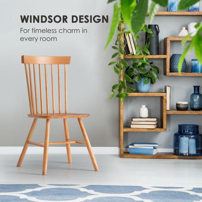 Besoa Fynn Wooden Chair Pair Beech Wood Windsor Design Wood