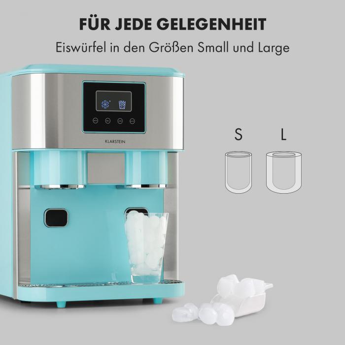 eiszeit crush eiswurfelmaschine 3 in 1 eiswurfel crushed ice wasserspender 2 eiswurfelgrossen 15 18 kg 24h lcd display wassertankkapazitat 1 8 liter eiskapazitat 600 g mit wasseran