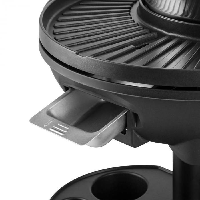 Grillpot Electric Stand Grill w. Built in Fryer 40cm Cast Iron 1600w