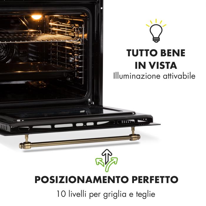 Klarstein Victoria Forno da Incasso Design Retrò 9 Funzioni 50-250°C Nero