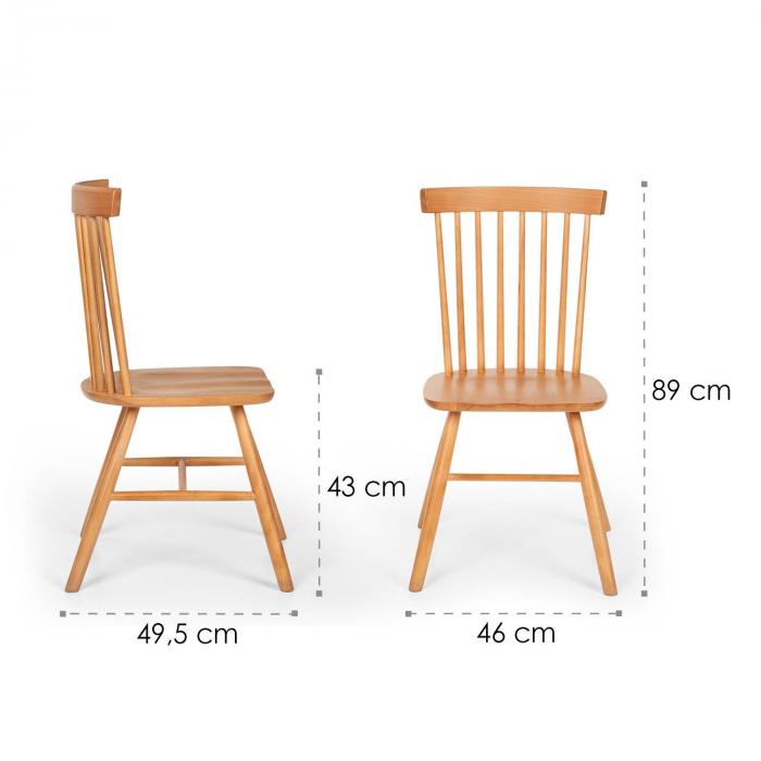 Besoa Fynn Wooden Chair Pair Beech Wood Windsor Design Wood