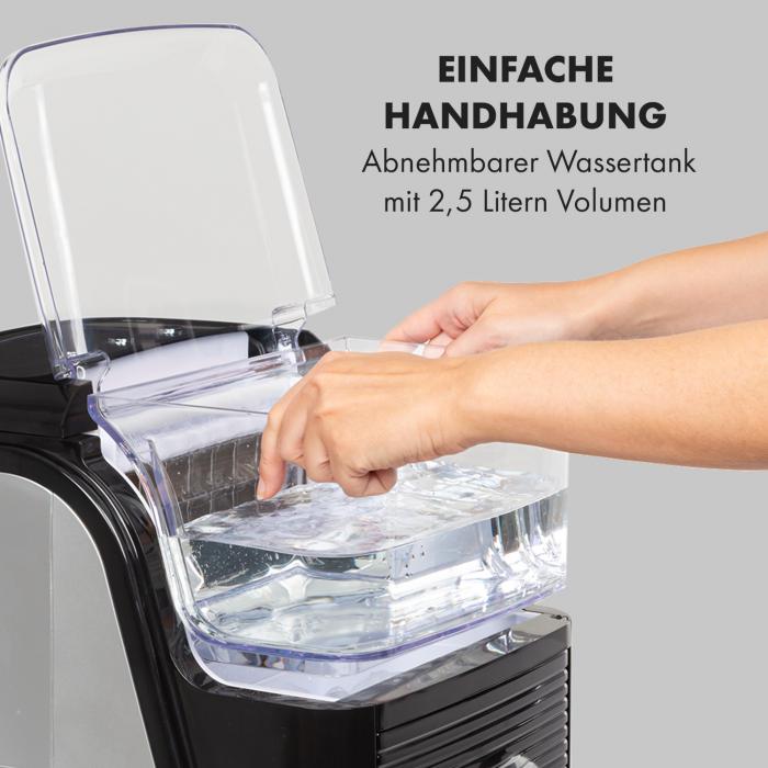 kristall xl eiswurfelmaschine klareis eiswurfelbereiter kristalleis eismaschine 2 grossen wahlbar 2 5 liter wassertank entnehmbar 600 gramm eiswurfelbehalter entnehmbar 20 kg eiswurfe