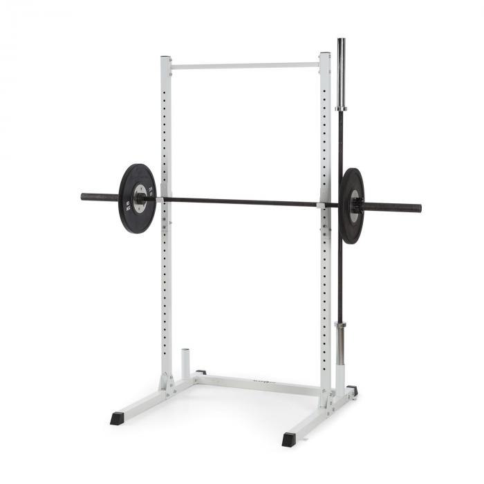 HR 1100 Weight Lifting Rack Half Rack 2 JHooks Pull Up Bar White