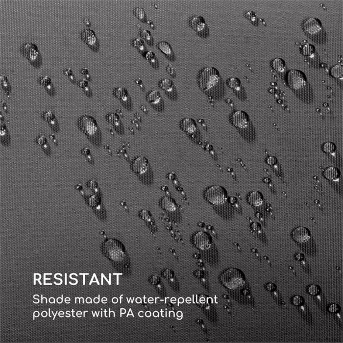 Estructura de Aluminio Revestimiento de PA Manivela Poli/éster Impermeable blumfeldt Belo Horizonte Base suministrada Rotaci/ón de 360/° Sombrilla Protecci/ón Solar UV 30 Altura Regulable Gris