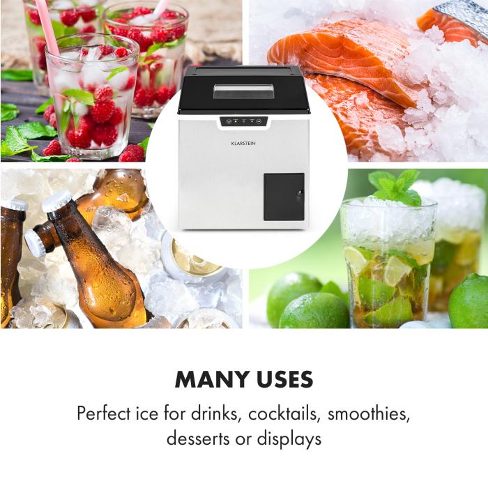icefestival bullet eiswurfelbereiter 400 w 12 20 kg 24h eiswurfel eisfachkapazitat 1 9 kg wassertank 3 l bullet ice shaved ice touch wasseranschluss via schlauch selbstreinigungsfu