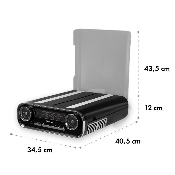 Auna Challenger Lp Platine Vinyle Bluetooth Radio Fm Usb Mp3 Noire