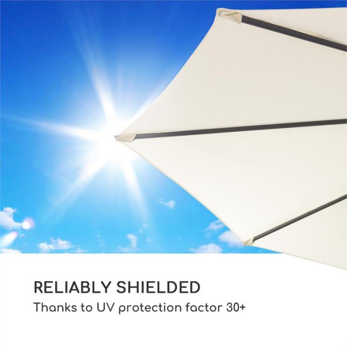 Estructura de Aluminio Revestimiento de PA Manivela Poli/éster Impermeable blumfeldt Belo Horizonte Base suministrada Rotaci/ón de 360/° Sombrilla Protecci/ón Solar UV 30 Altura Regulable Gris